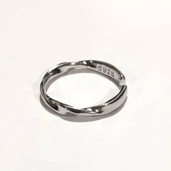 S925 Sterling Silver Twisted Swirl Ring Jewelry Christmas Birthday Valentines